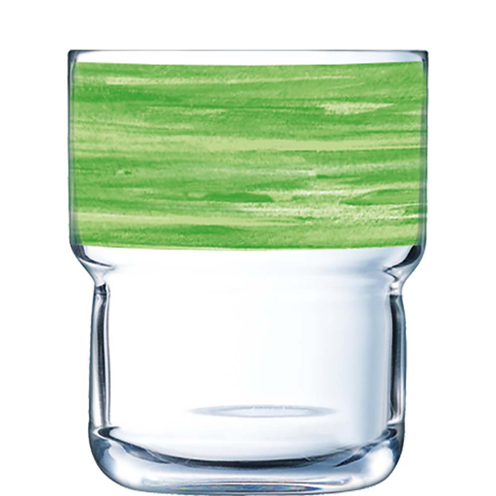 Arcoroc Brush Green FB27 Tumbler, Trinkglas, stapelbar, 270ml, Glas gehärtet, grün, 6 Stück
