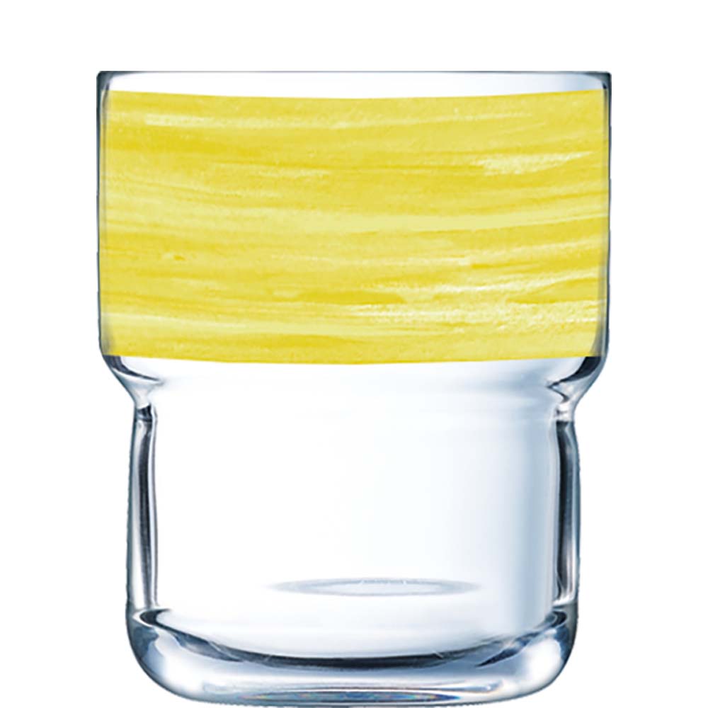 Arcoroc Brush Yellow FB27 Tumbler, Trinkglas, stapelbar, 270ml, Glas gehärtet, gelb, 6 Stück