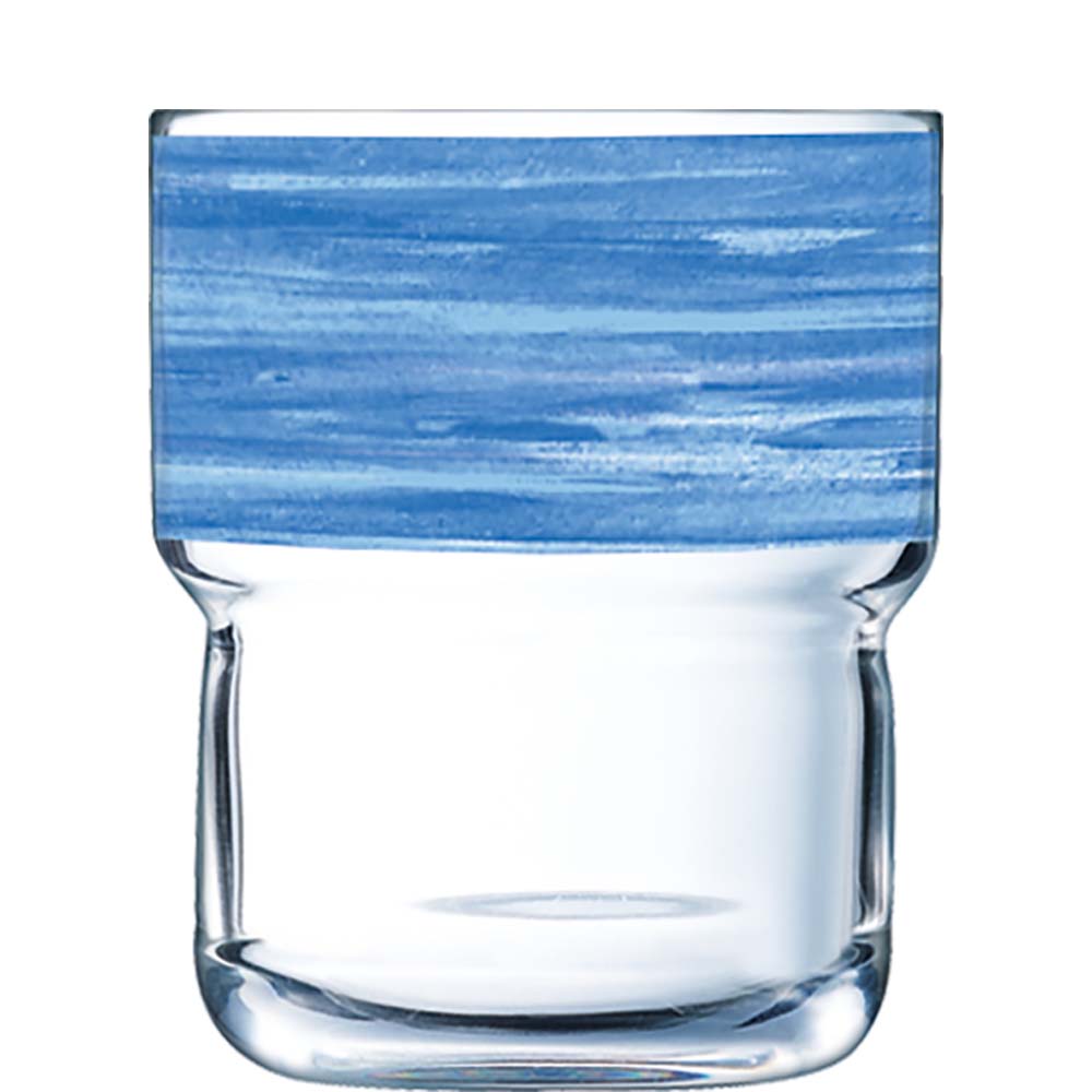 Arcoroc Brush Blue FB27 Tumbler, Trinkglas, stapelbar, 270ml, Glas gehärtet, blau, 6 Stück
