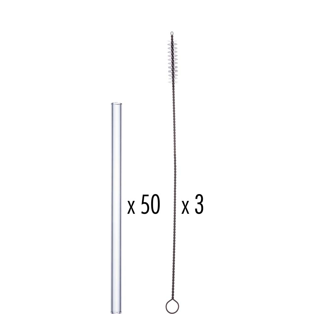 TableRoc Verona Trinkhalm gerade, 15cm, Glas gehärtet, transparent, 1 Set (50+3)