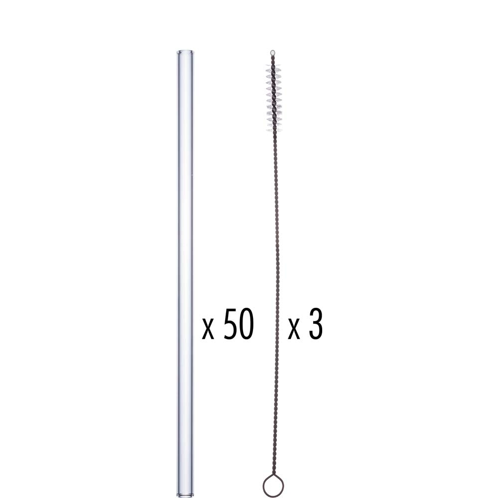 TableRoc Verona Trinkhalm gerade, 20cm, Glas gehärtet, transparent, 1 Set (50+3)