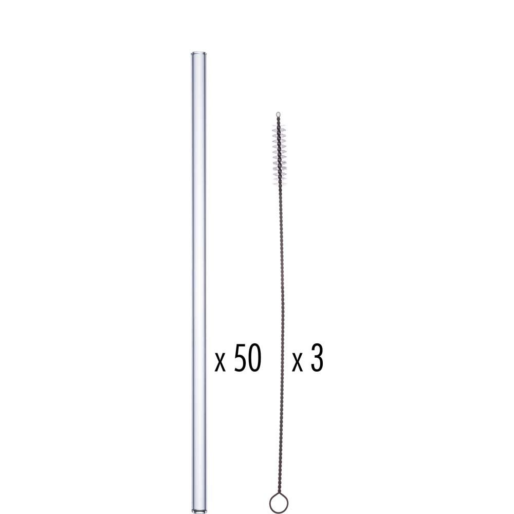 TableRoc Verona Trinkhalm gerade, 23cm, Glas gehärtet, transparent, 1 Set (50+3)