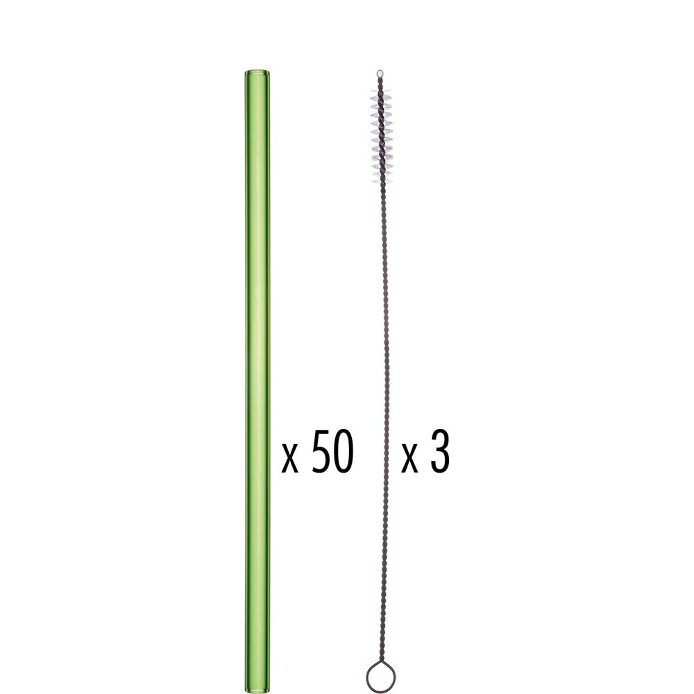 TableRoc Verona Trinkhalm gerade, 20cm, Glas, grün, 1 Set (50+3)