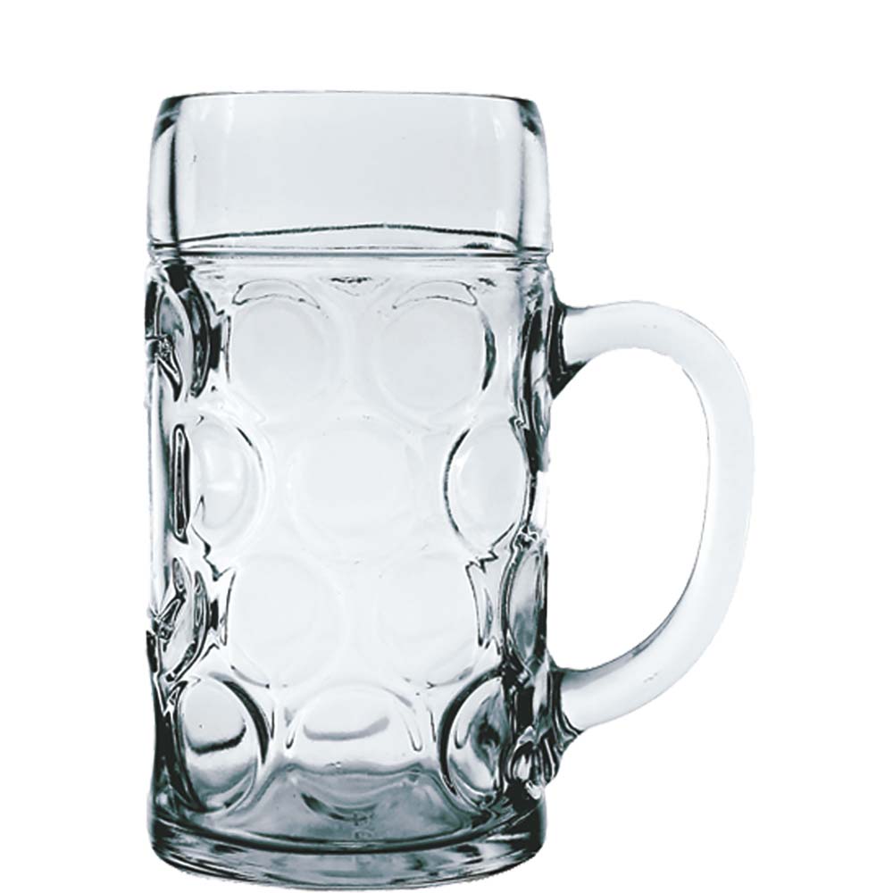 Stölzle-Oberglas Isar Maßkrug, 1.265 Liter, mit Füllstrich bei 1l, Glas, transparent, 6 Stück