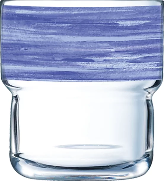Arcoroc Brush Blue Jean FB22 Tumbler, Trinkglas, stapelbar, 220ml, Glas gehärtet, blau, 6 Stück