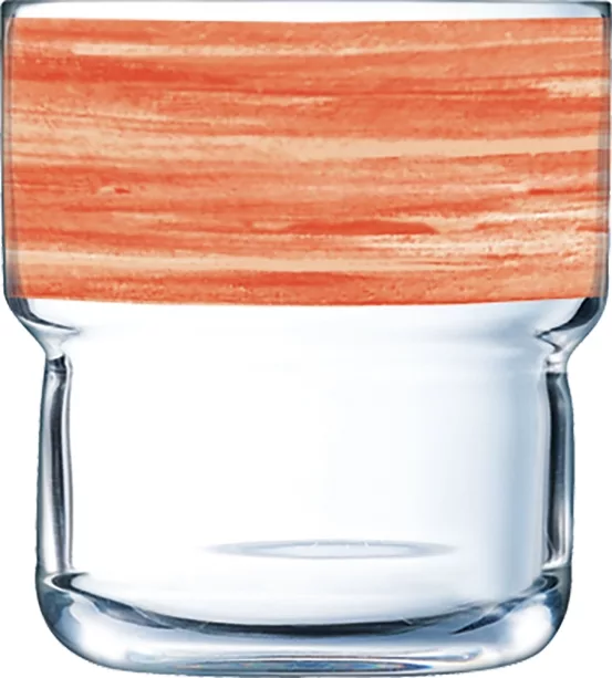 Arcoroc Brush Orange FB22 Tumbler, Trinkglas, stapelbar, 220ml, Glas gehärtet, orange, 6 Stück