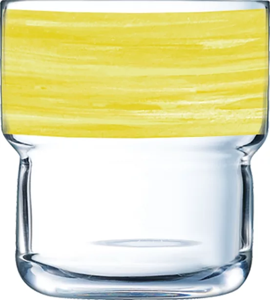Arcoroc Brush Yellow FB22 Tumbler, Trinkglas, stapelbar, 220ml, Glas gehärtet, gelb, 6 Stück