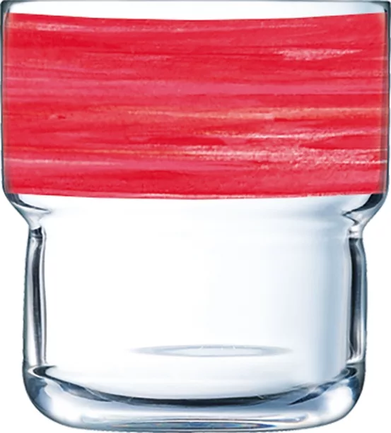 Arcoroc Brush Cherry FB22 Tumbler, Trinkglas, stapelbar, 220ml, Glas gehärtet, rot, 6 Stück